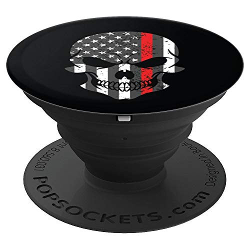 Thin Red Line USA Flag Skull Support FireFighters Gift PopSockets Grip and Stand for Phones and Tablets Thin Red Line USA Flag Skull Support FireFighters Gift PopSockets Grip and Stand for Phones and Tablets