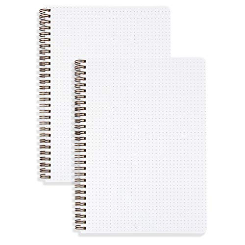 (2-Pack) B5 Dot Grid Notebook 100gsm Spiral Journal 7.1 x 10 inches - 80 Sheets Per Book, Thick Dotted Paper, Wirebound