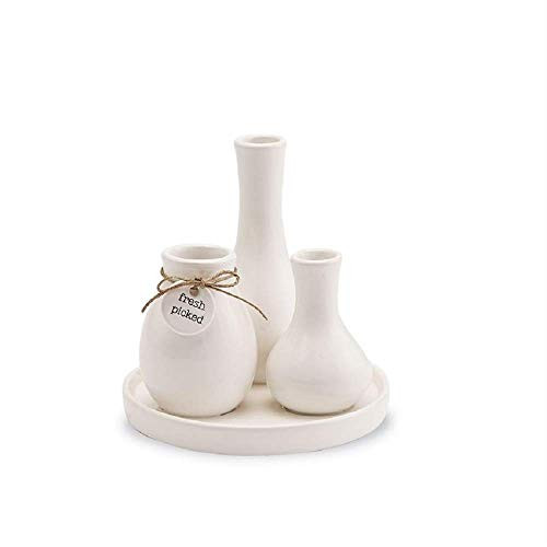 Mud Pie Fresh Picked Triple Vase, White