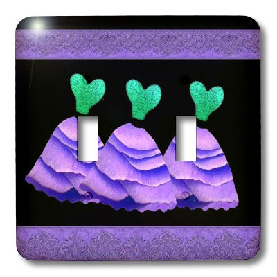 3dRose lsp_30156_2 Three Frilly Purple and Green Dresses with Coordinating Ribbons Double Toggle Switch
