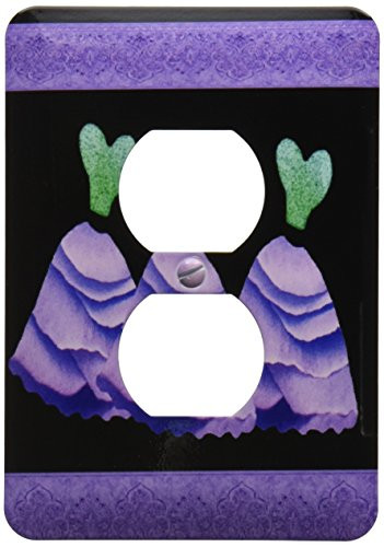 3dRose lsp_30156_6 Two Plug Outlet Cover with Three Frilly Purple and Green Dresses with Coordinating Ribbons