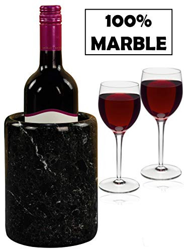 Wine Chiller Tabletop Handmade Marble Wine Chillers - 5x5x6.5 Inch" Tall Portable Home & Kitchen Decoration - Black Champagne Cooler Best for Utensil, Flower Vase & Stationery Holders (BZ-03)
