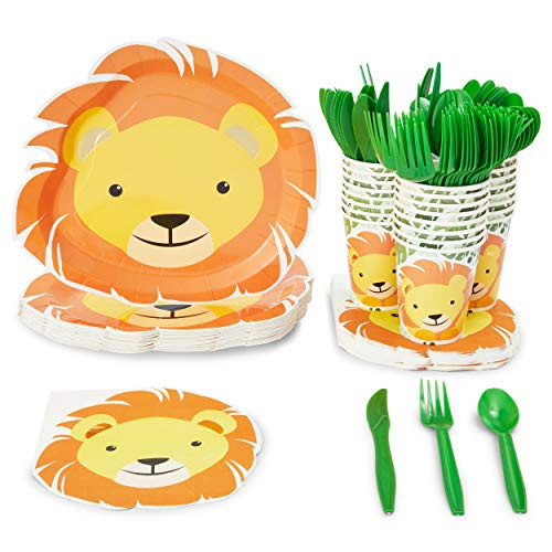 Lion Safari Birthday Party Supplies, Dinnerware Set (144 Pieces, Serves 24)