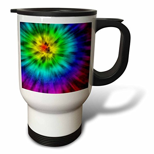 3dRose tm_20491_1 Tie Dye 4 Starburst Tie Dye Design Displays a Spectrum of Different Colors Travel Mug, 14-Ounce, Stainless Steel