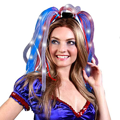 blinkee Red White Blue Noodle Headband Flashing Dreads by blinkee Red White Blue Noodle Headband Flashing Dreads by