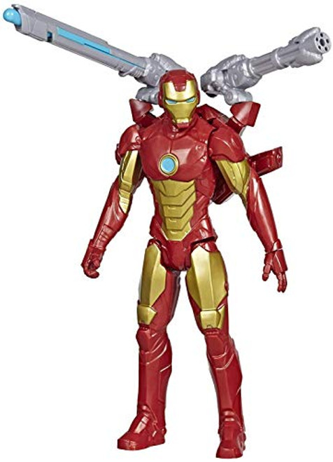 Avengers Marvel Titan Hero Series Blast Gear Iron Man Action Figure, 12-Inch Toy, with Launcher, 2 Accessories and Projectile, Ages 4 and Up