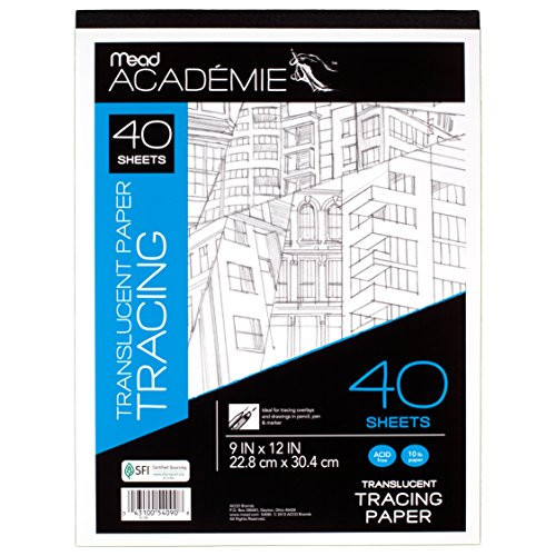 Mead Academie Translucent Tracing Paper, 9 x 12 Inches Sheet Size, 40 Sheets per Pad (54090)