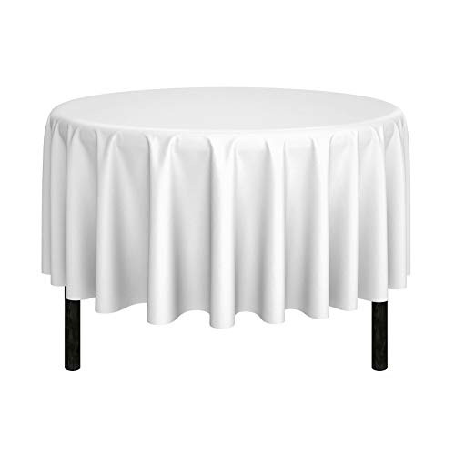 Mill & Thread - 90" Round Premium Tablecloth for Wedding / Banquet / Restaurant - Polyester Fabric Table Cloth - White