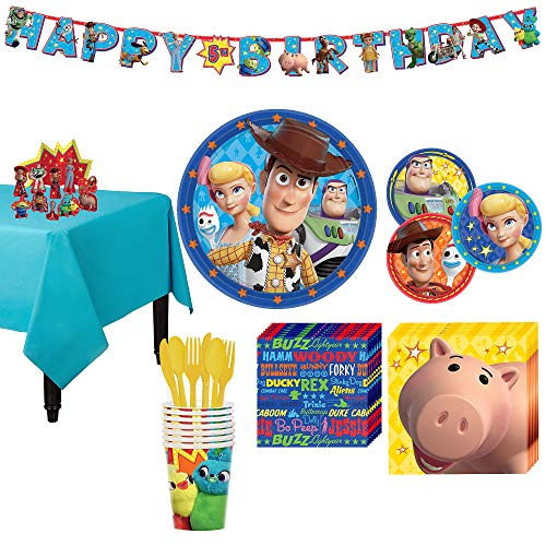 Party City Toy Story 4 Tableware Party Supplies for 8 Guests, 105 Pieces, Includes Tableware and Decorations