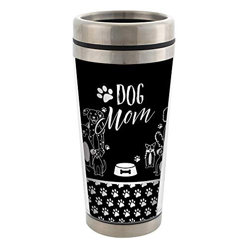 Dog Mom Stainless Steel 16 oz Travel Mug with Lid