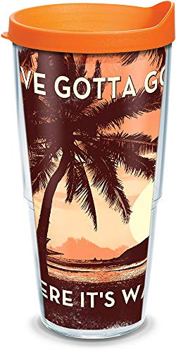 Tervis 1319214 Margaritaville - Go Where Warm Insulated Tumbler with Wrap and Lid, 24 oz - Tritan, Clear