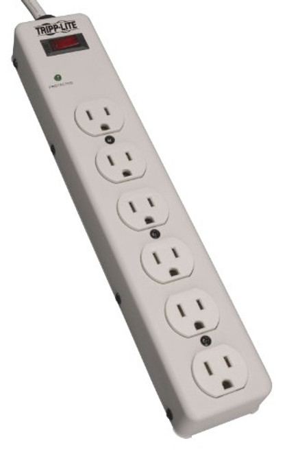 Tripp Lite 6 Outlet Surge Protector Power Strip, 6ft Cord, Metal, $5,000 Insurance (TLM606) Tripp Lite 6 Outlet Surge Protector Power Strip, 6ft Cord, Metal, $5,000 Insurance (TLM606)