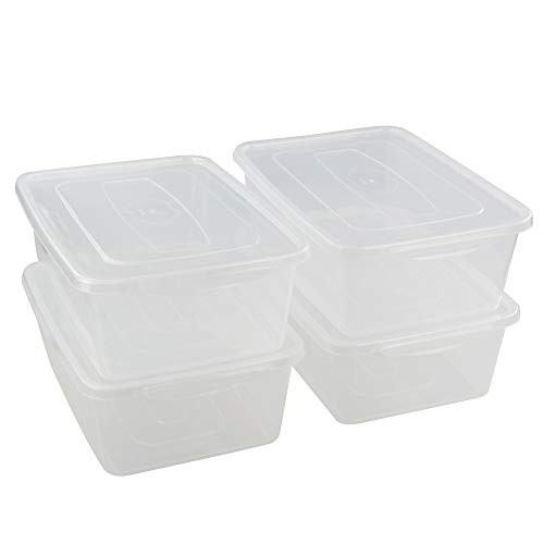 Jekiyo Clear Plastic Storage Bin, 14 Quart Latching Box Container with Lid, 4 Packs Jekiyo Clear Plastic Storage Bin, 14 Quart Latching Box Container with Lid, 4 Packs