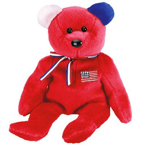 TY Beanie Baby - AMERICA the Bear (Red Version - Internet Exclusive)EARS REVERSED (8.5 inch)