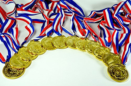 PAVILIA U.S. Toy Gold Medals, Pack of 12, 1.5-Inch