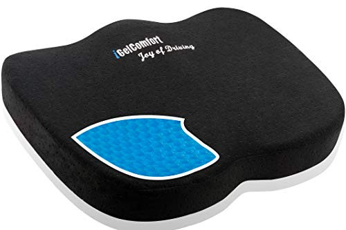 Sojoy Gel and Memory Foam Seat Cushion for Back Pain Relief and Tailbone Comfort Seat CushionNon-Slip Orthopedic Coccyx Cushion for Office Chair Car Seat & Sciatica Relief(Black)