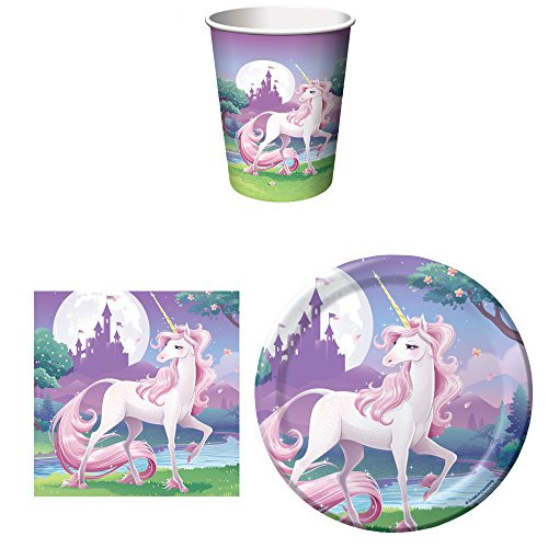 Creative Converting Unicorn Fantasy Birthday Party Supplies Set for 16: Plates, Napkins, and Cups