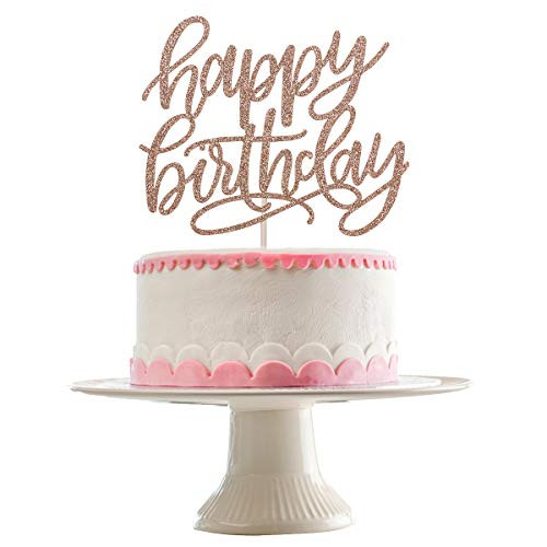 Rose Gold Glittery Happy Birthday Cake Topper- Birthday Party Decorations,Birthday Cake Decor,1st Birthday Party Decor