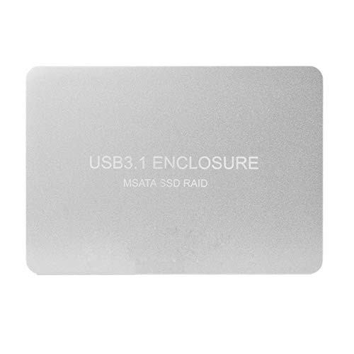 CY Silver USB-C USB 3.1 Type C to Dual 50mm MSATA PCI-E SSD Enclosure with Raid Raid0 Raid1 or PM