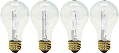 GE Lighting 78797 Crystal Clear 53-Watt, (75-watt replacement) 1050-Lumen A19 Light Bulb with Medium Base, 4-Pack