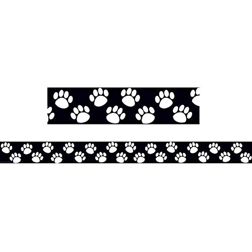 Teacher Created Resources Paw Prints Straight Border Trim, Black/White (4642)