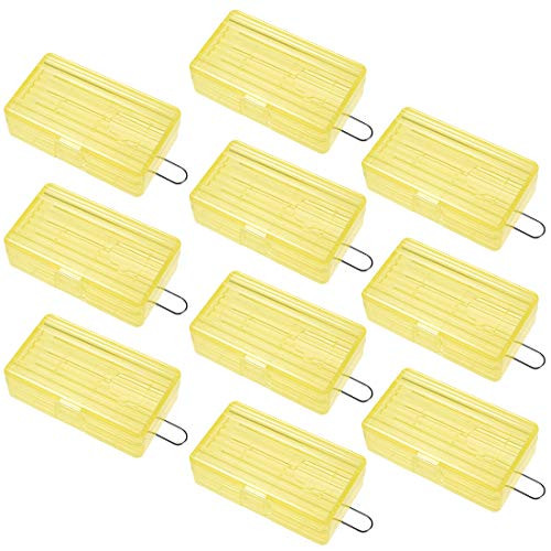 uxcell 10Pcs Battery Storage Case Holder for 2 x 18650 or 4 x RCR123/16340 Batteries Capacity Yellow