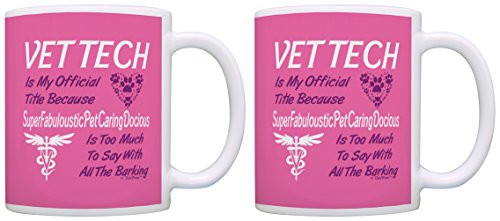 Funny Vet Tech Gift Official Title Too Hard Bark Animal Lover 2 Pack Gift Coffee Mugs Tea Cups White