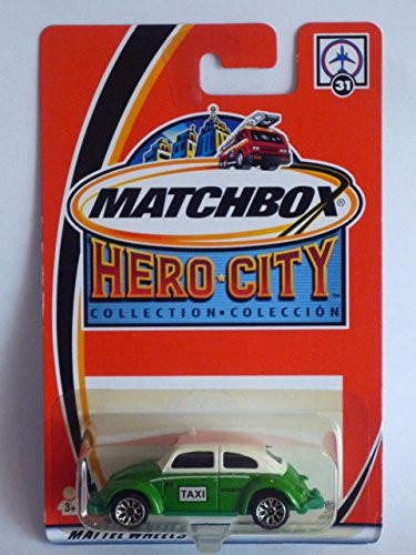 Matchbox Hero City Volkswagen VW Beetle Bug Taxi #31 GREEN