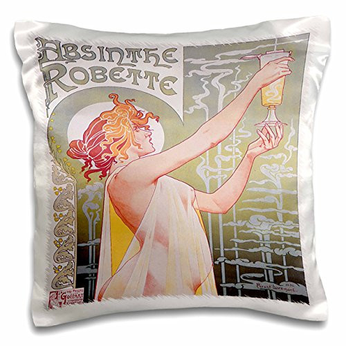 3dRose Vintage Absinthe Robette French Wine Advertising Poster-Pillow Case, 16 by 16" (pc_149289_1)