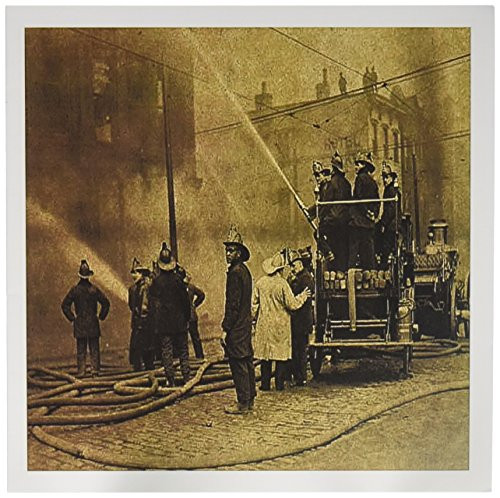 3dRose Vintage Fire Company in Action Sepia - Greeting Cards, 6 x 6 inches, set of 6 (gc_16226_1)