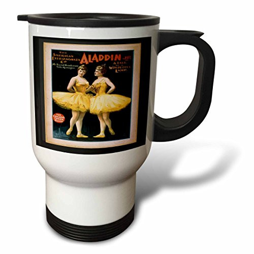3dRose Vintage Theatre Poster for Ballet Stainless Steel Travel Mug, 14-Ounce