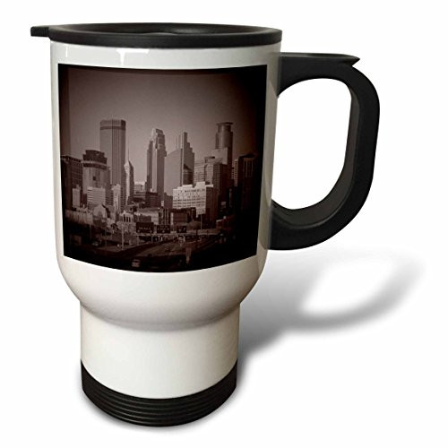 3dRose Vintage View of Minneapolis Stainless Steel Travel Mug, 14-Ounce