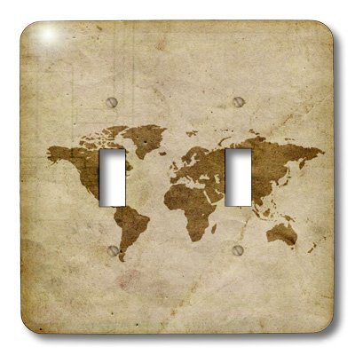 3dRose lsp_119636_2 Vintage World Map On Paprus Paper Double Toggle Switch