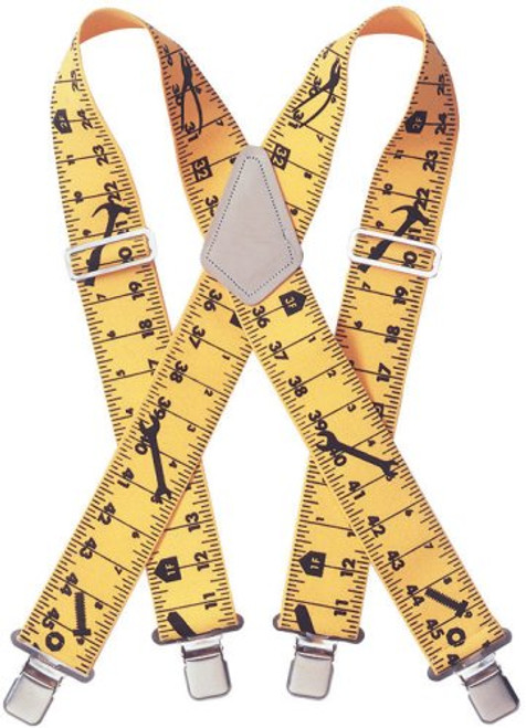 CLC Custom Leathercraft 110RUL Heavy Duty Tape Elastic Work Suspenders, Ruler Print