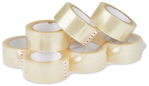 Amiff Acrylic carton sealing tape 3 inch wide Packing tape 2 mil, 110 yards. Adhesive Storage tape. Packaging, Shipping, Mailing, Moving, Wrapping. 6 rolls of Clear acrylic tapes