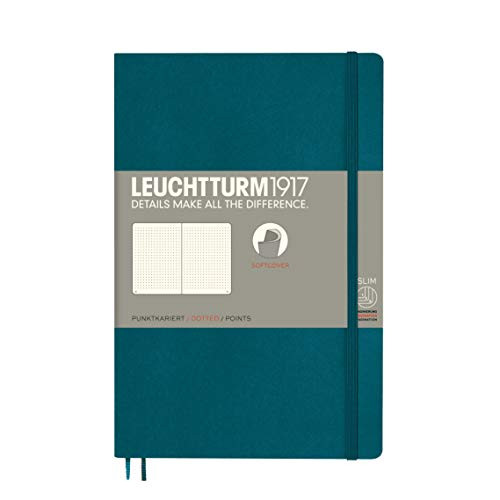 Leuchtturm1917 Softcover B6+ Dotted Notebook- 121 Numbered Pages, Pacific Green