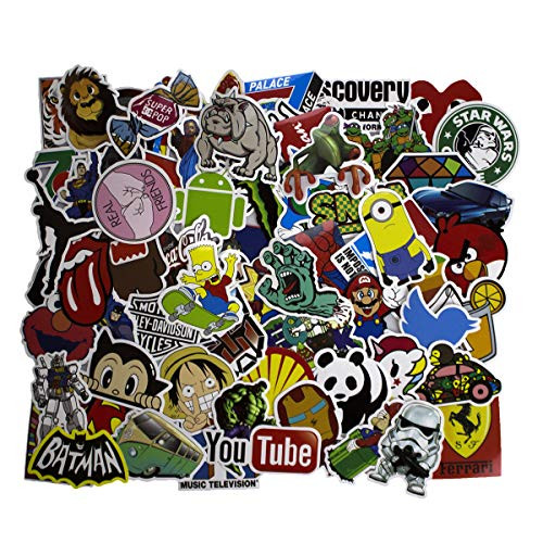 InterUS Stickers Pack Cool, 100 Pcs Vinyl Waterproof Stickers, for Laptop, Luggage, Car, Skateboard, Motorcycle, Bicycle Decal Graffiti Patches
