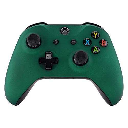 eXtremeRate Racing Green Faceplate Cover, Soft Touch Front Housing Shell Case, Comfortable Soft Grip Replacement Kit for Xbox One S & Xbox One X Controller (Model 1708)