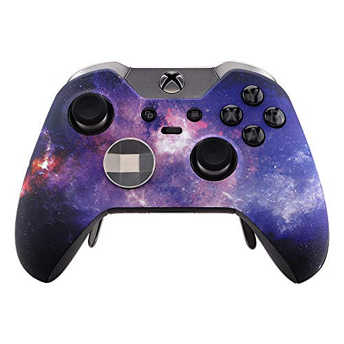 eXtremeRate Nebula Galaxy Patterned Faceplate Cover, Soft Touch Front Housing Shell Case, Comfortable Soft Grip Replacement Kit for Xbox One Elite Controller Model 1698