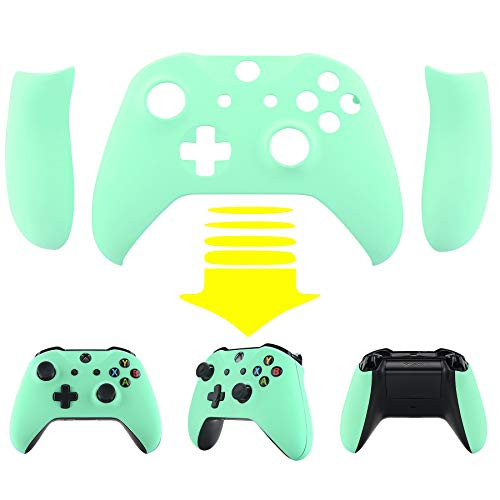 eXtremeRate Soft Touch Mint Green Top Shell Front Housing Faceplate Replacement Parts with Side Rails Panel for Xbox One X & One S Controller (Model 1708)