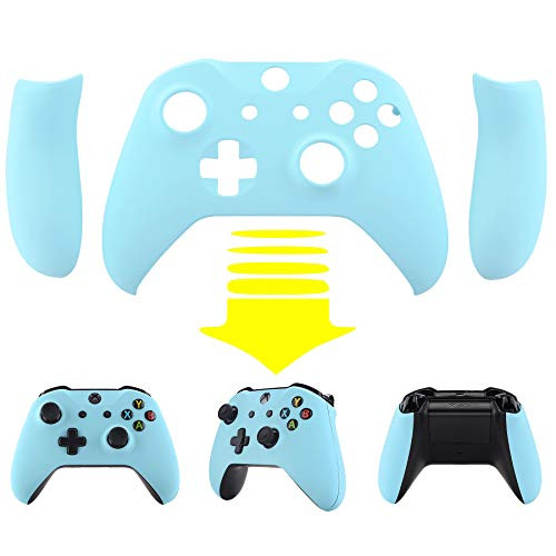 eXtremeRate Soft Touch Heaven Blue Top Shell Front Housing Faceplate Replacement Parts with Side Rails Panel for Xbox One X & One S Controller (Model 1708)