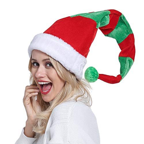 ADJOY Funny Christmas Party Elf Hat Candy Holiday Themed Hats - Novelty Long Striped Santa Hat for Teenagers Adults Kids  Christmas Party Favors Photo Props