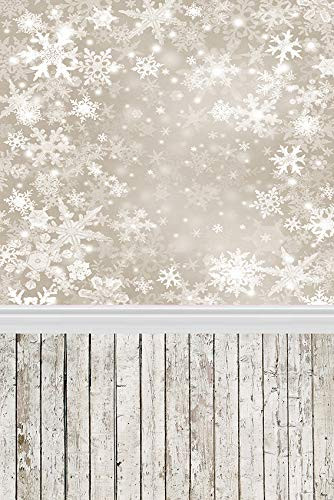 5x7 ft Christmas Backdrops Photography Frozen Snow Wood Floor Background for Children Photo Booth Props