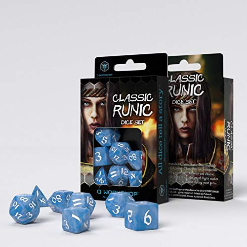 Q-Workshop Classic Runic Glacier & White Dice Set (7)