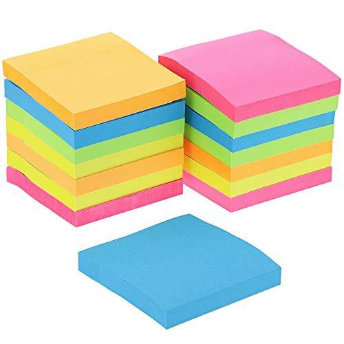Neon Colored Sticky Notes (15 Pack, 100 Sheets)