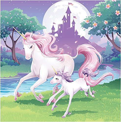 16-Count 3 Ply Paper Lunch Napkins, Unicorn Fantasy