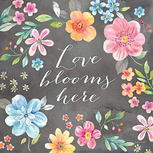 Posterazzi PDXRB13661CCSMALL Whimsical Blooms Sentiment Black II Photo Print, 12 x 12, Multi