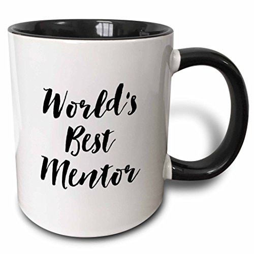 3dRose 219526_4""Phrase - Worlds Best Mentor" Ceramic Mug, 11 oz, Black