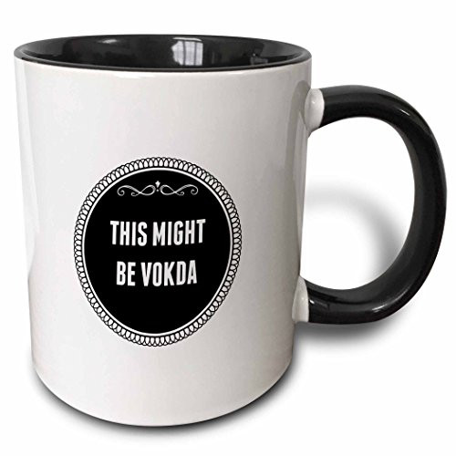 3dRose 202816_4 This Might Be Vodka Mug, 11 oz, Black
