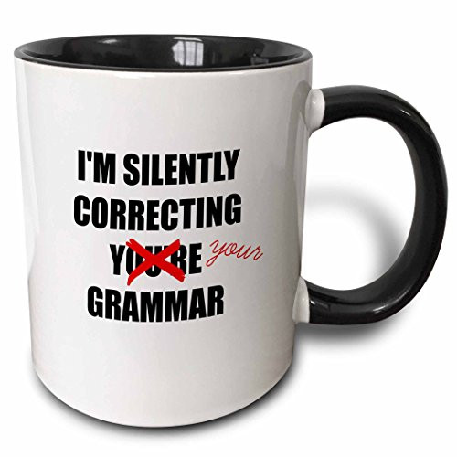 3dRose 212173_4 Silently Correcting Your Grammar Mug, 11oz, Black